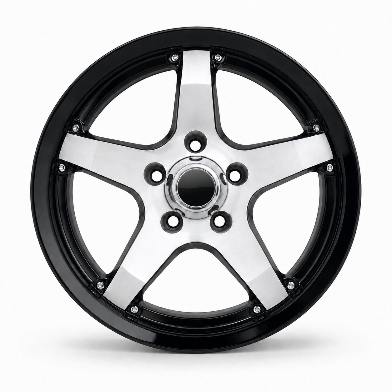 RAGE TRAILER WHEEL Classic501 14x5.5, 5x4.5 Black Machine Faced 14x5.5