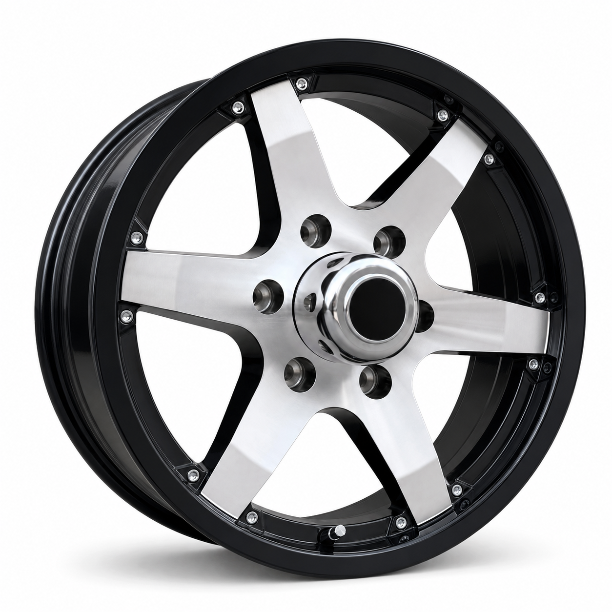 RAGE TRAILER WHEEL Classic601, 15x6, 6x5.5 Black Machine Faced 15x6