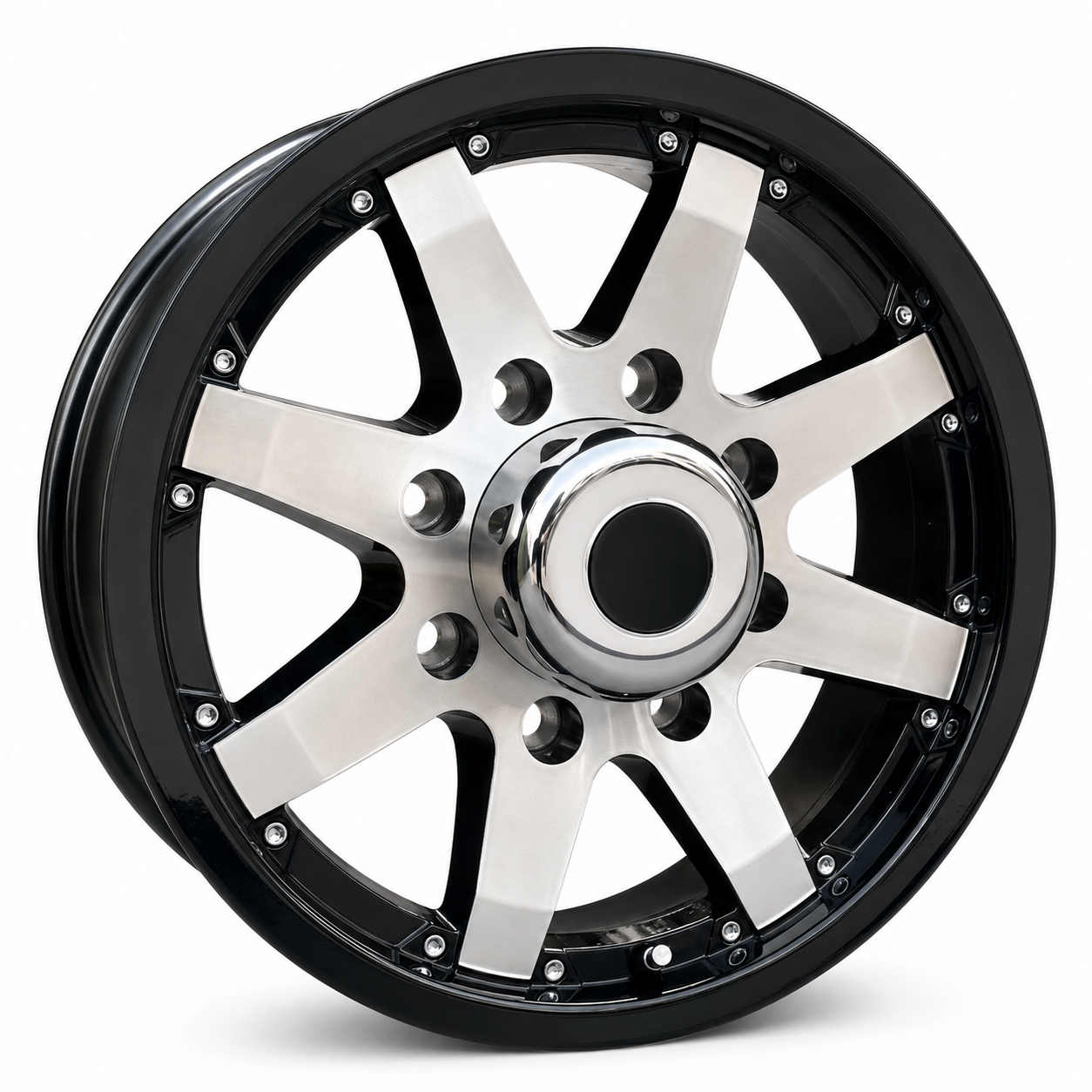 RAGE TRAILER WHEEL Classic801 16X6,8X6.5 Black Machine Face 16x6